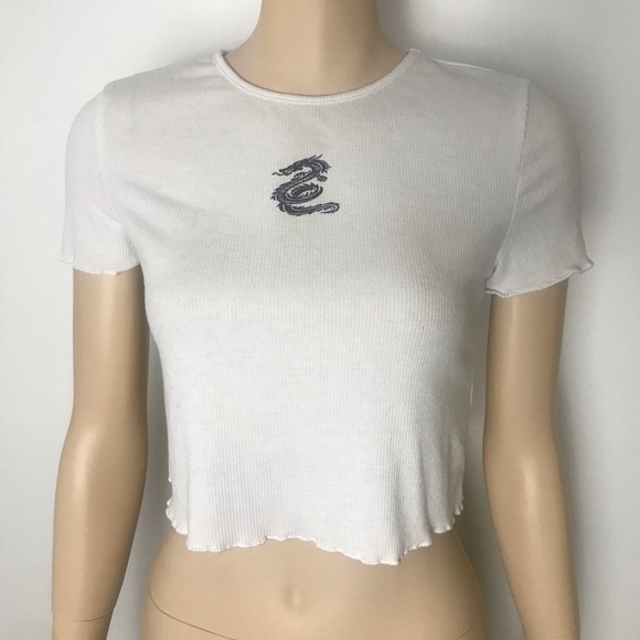 SHEIN Shirts & Tops | 2 Shein Youth Dragon Ribbed Crop Top 1112 | Poshmark